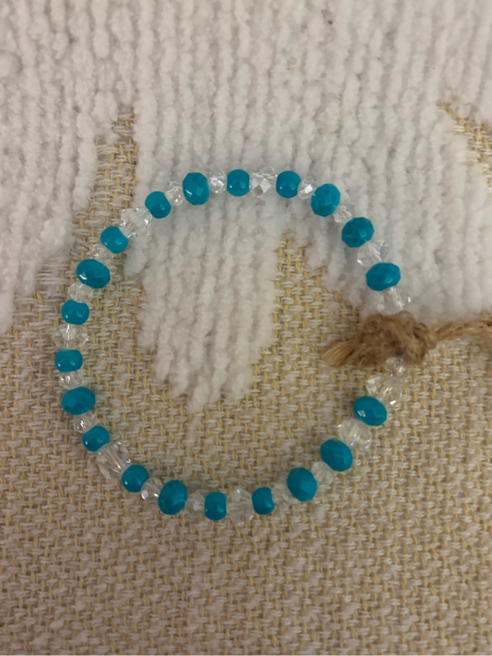 Turquoise and Clear Beaded Stretch Bracelet